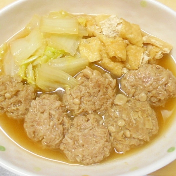 えのき入り肉団子と白菜・油揚げの煮物